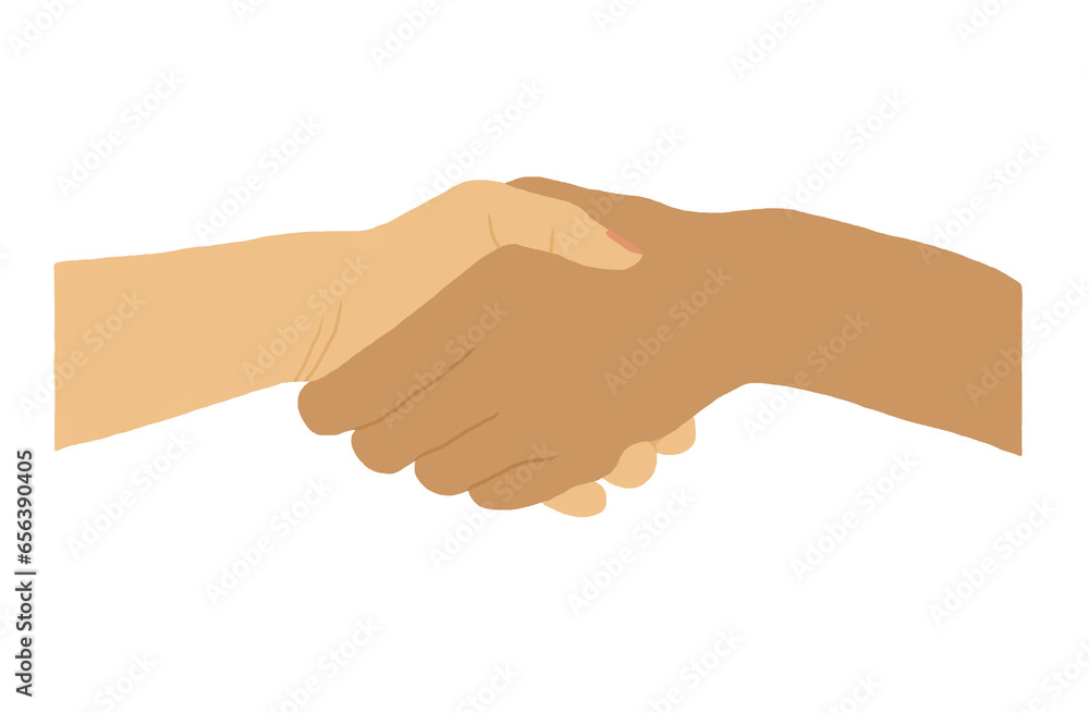 Friendly hand shake of multiraical people. business success partnership.