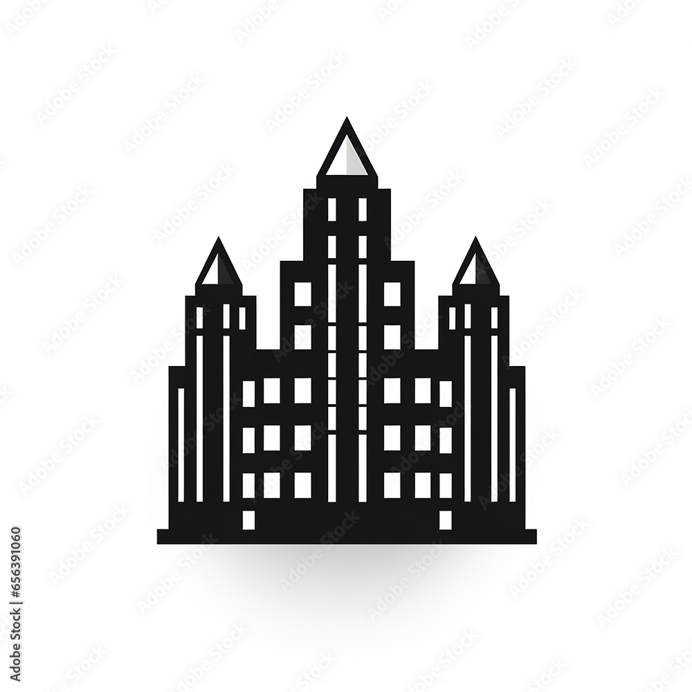 Building icon black  on white background
