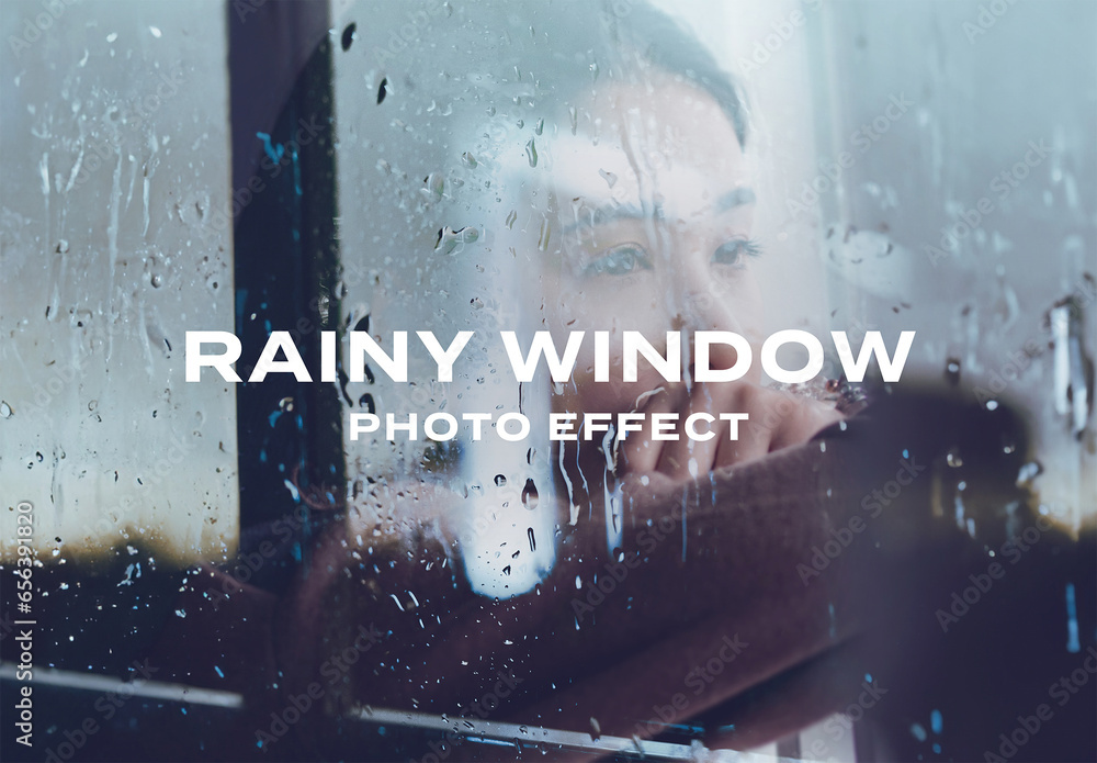 Photography Raining Reflection Window Rainy Reflection Window Street Photo Effect Mockup Template Texture ...