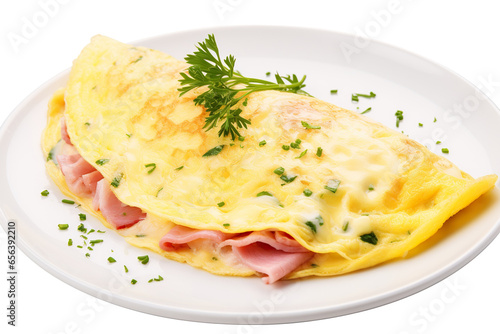 Delicious omelette with Ham and Cheese Isolated on a white background PNG