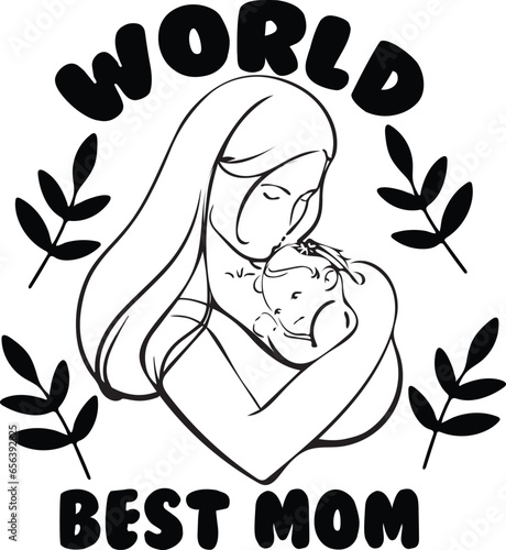 Happy mother's day,world best mom,my first mother day,mom the hert of the family,worid best mom ever t- shirt design. photo