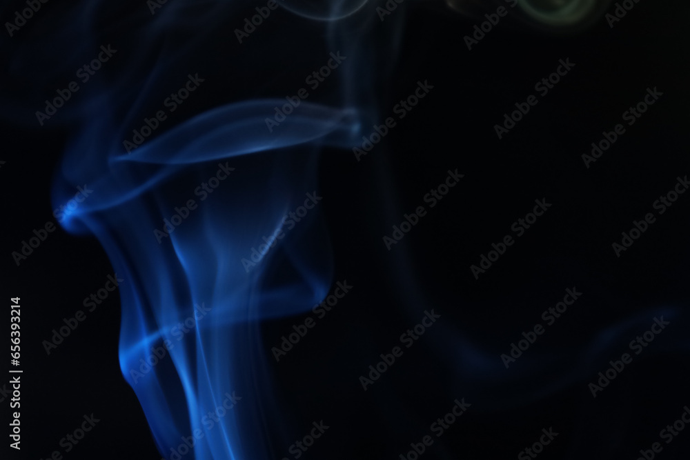 Blue smoke on a dark background, fog pattern, detailed smoke shapes Blue smoke on a dark background, fog pattern, detailed smoke shapes