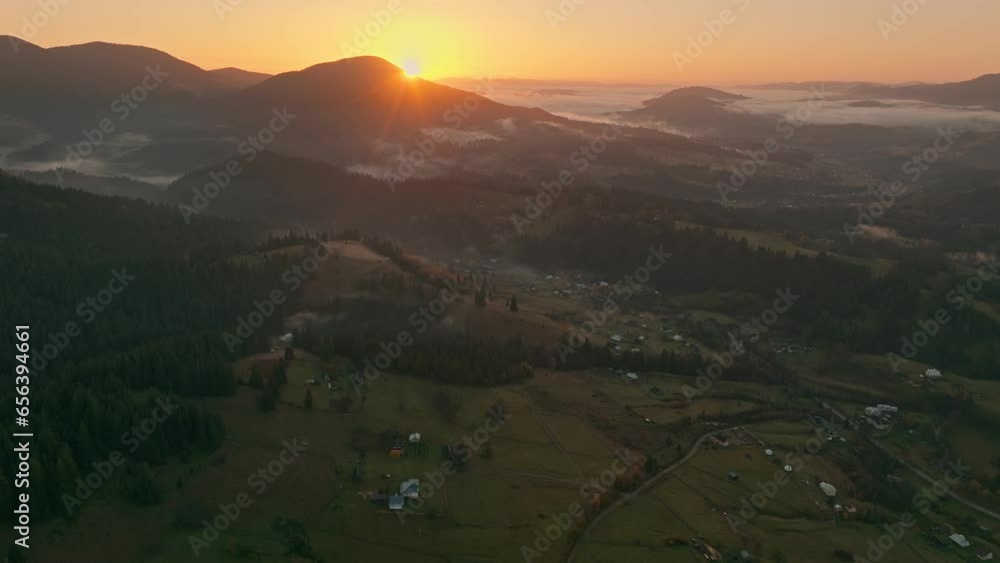Sunset mountains travel nature aerial view pine foggy clouds fog Sunset mountains travel nature aerial view pine foggy clouds fog