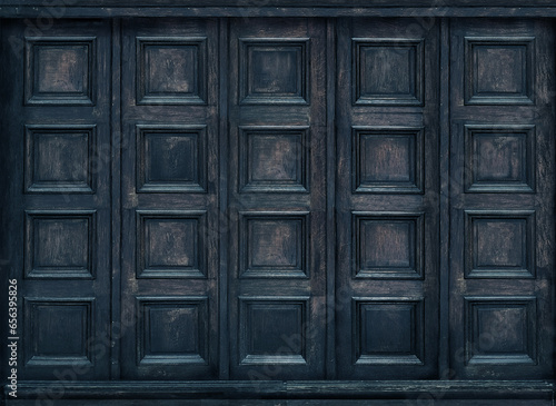 Classic wall with vintage dark blue wood panels