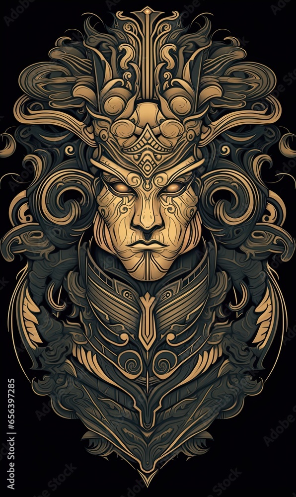 Worrier vector illustration on black background Worrier vector illustration on black background