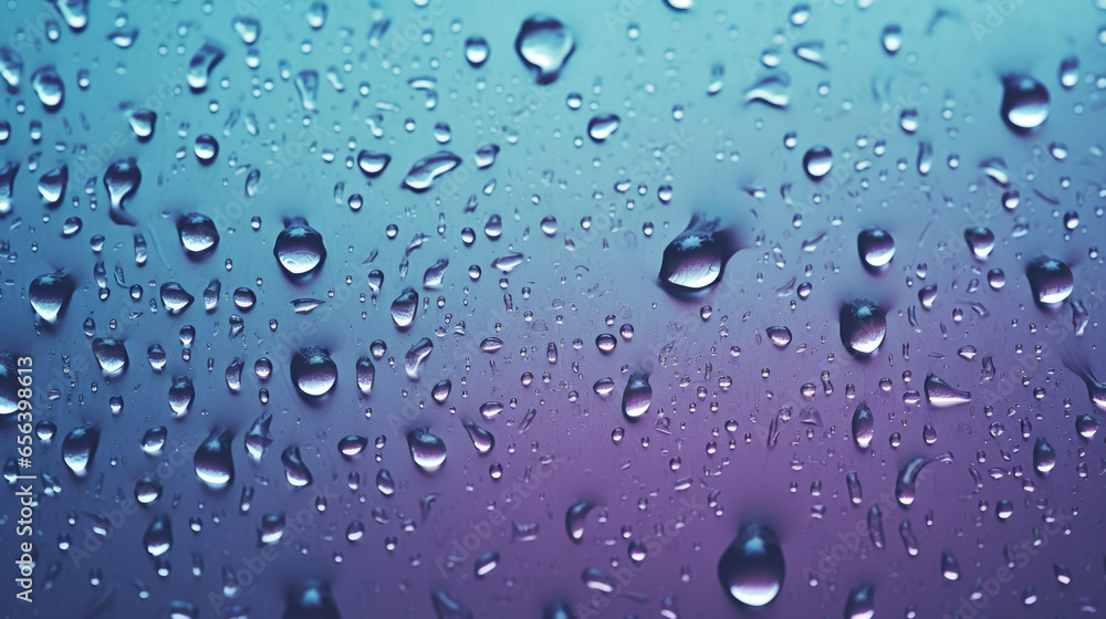 Backdrop featuring glistening water droplets on a metallic blue and dark purple surface. 