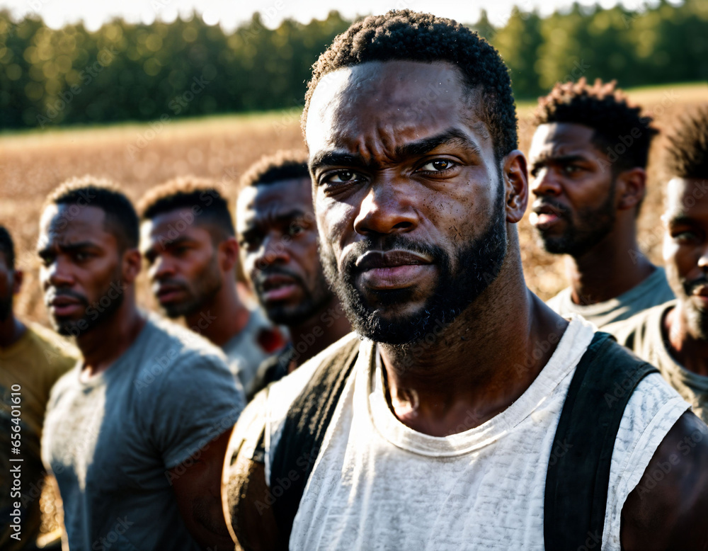 photo group of angry black slavery people in American history , generative AI photo group of angry black slavery people in American history , generative AI