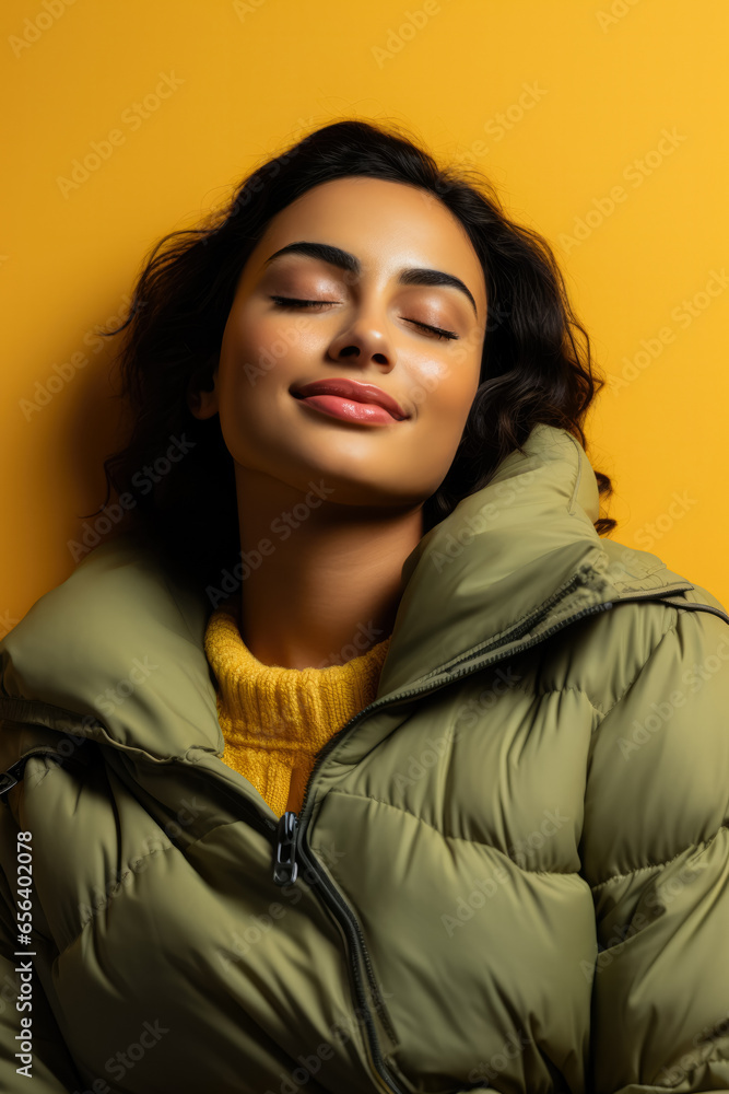 Person sleeping with a heating pad while fighting autumn cold isolated