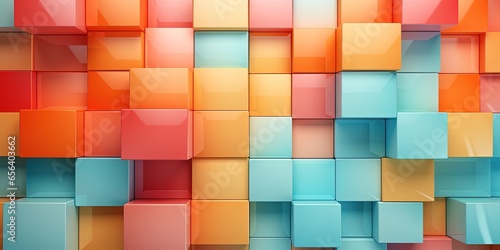 Abstract bright geometric pastel colors colored gloss texture wall with squares and rectangles background