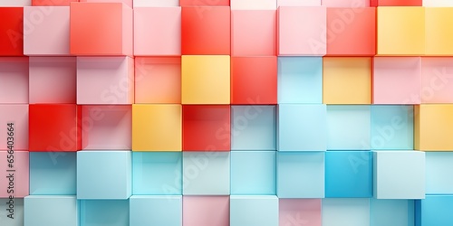 Abstract bright geometric pastel colors colored gloss texture wall with squares and rectangles background banner illustration panorama long, textured wallpaper