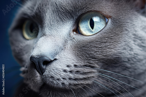Cat of breed Russian Blue close up