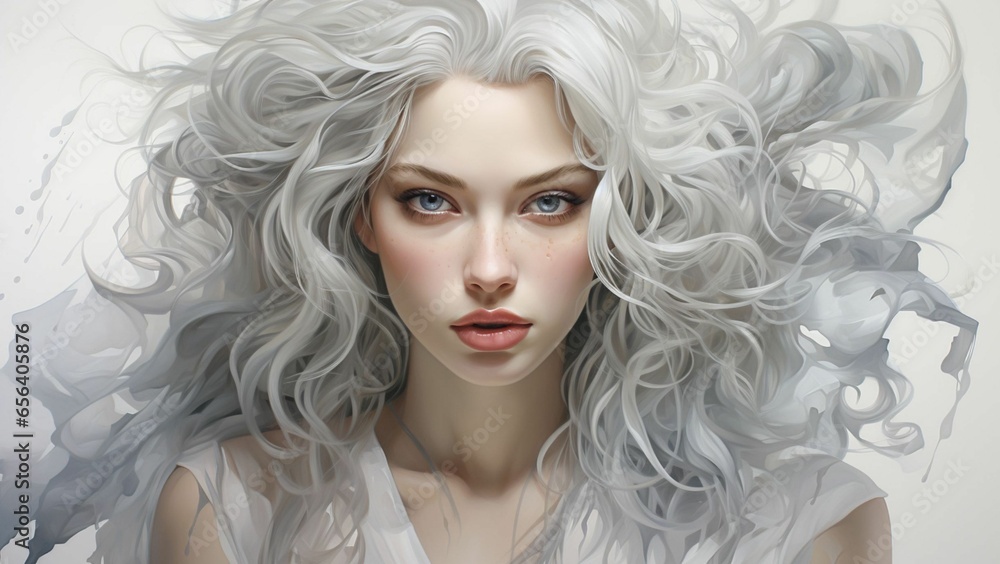 Fototapeta premium portrait of a woman with white hair