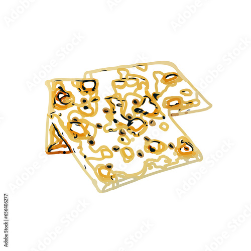 color sketch of a cracker cake with a transparent background