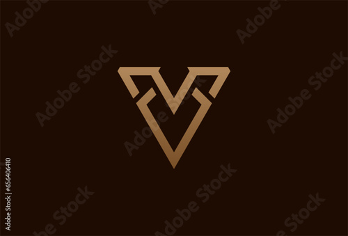 initial MV or VM logo. monogram logo design combination of letters M and V in gold color. usable for brand and business logos. flat design logo template element. vector illustration