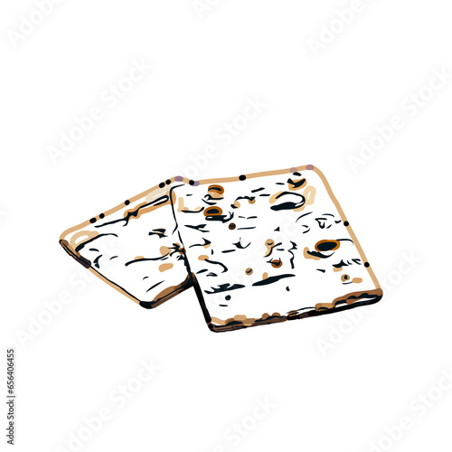 color sketch of a cracker cake with a transparent background