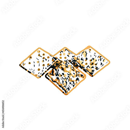 color sketch of a cracker cake with a transparent background