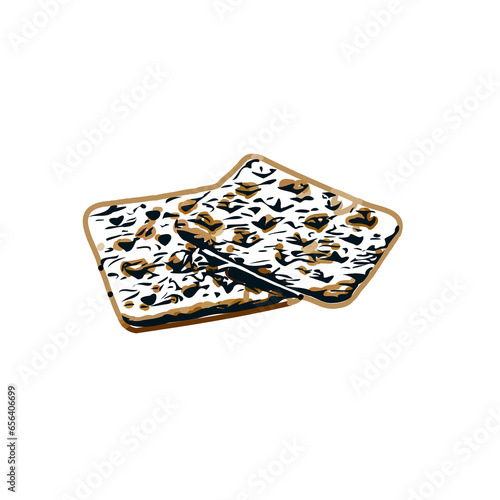 color sketch of a cracker cake with a transparent background