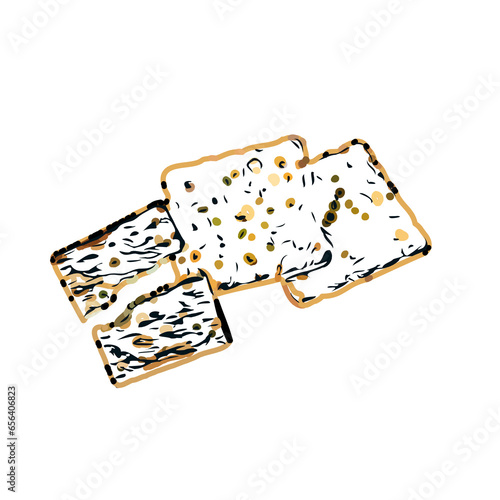 color sketch of a cracker cake with a transparent background