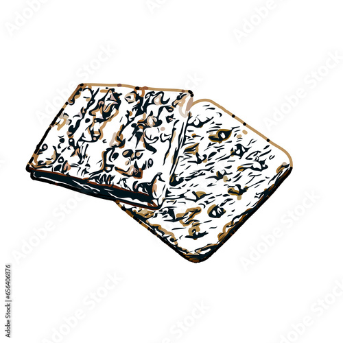 color sketch of a cracker cake with a transparent background