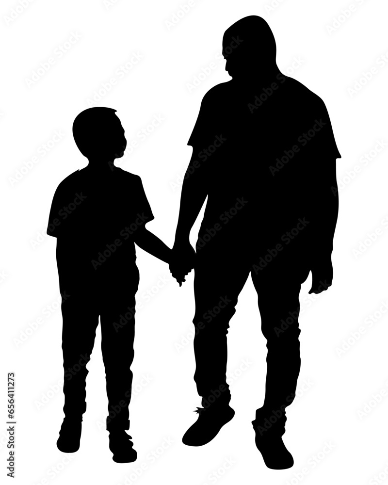 Father And Son Father's Day Silhouette Vector Art