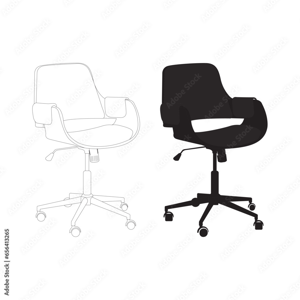 A chair isolated on a white background. The office chair A chair isolated on a white background. The office chair