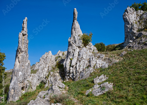 Rocks called stone maidens in the valley of Eselsburg, Germany photo