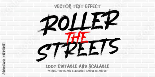 Graffiti Brush editable text style effect. Vector text effect with paint wall concept.