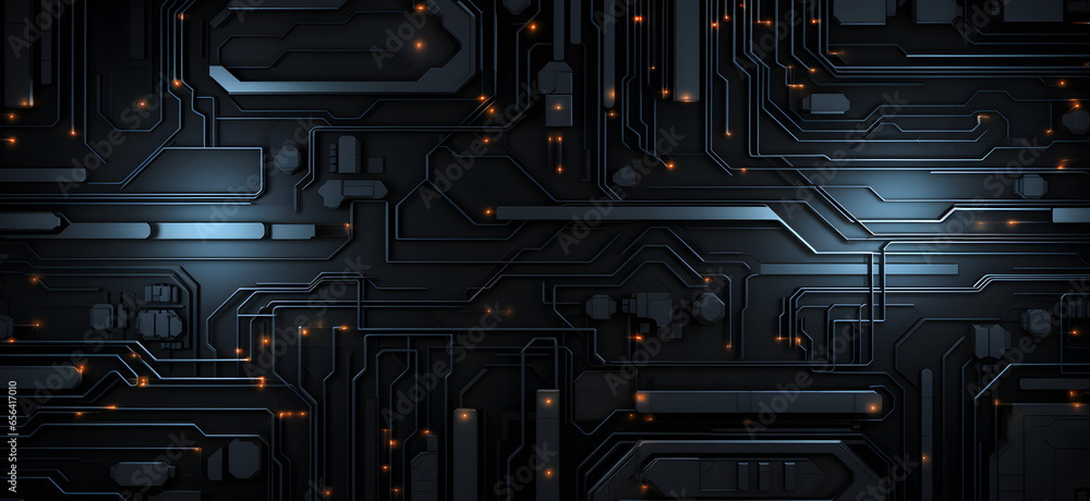 Fototapeta premium High tech dark background, computer technology, processing chip technology concept