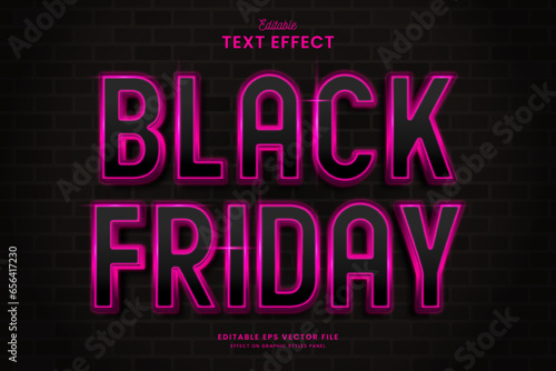 decorative neon pink black friday editable text effect vector design