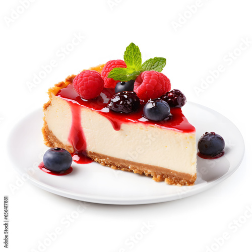 piece of cheesecake with berries