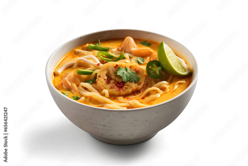 Tom Yum Goong, Thai Spicy Soup with Chicken and Vegetables on white background, food photography, Clip art Tom Yum Goong, Thai Spicy Soup with Chicken and Vegetables on white background, food photography, Clip art
