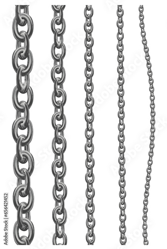  Metal chain png image. Realistic chain in chrome and silver.