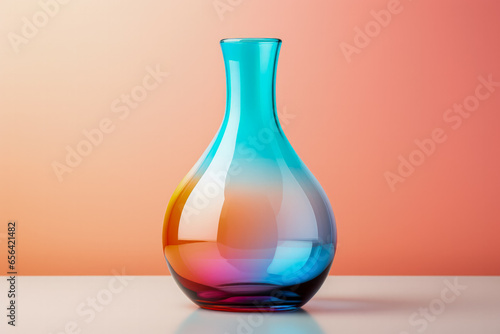 A colorful minimalist glass vase with vivid hue isolated on a white background 