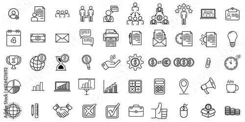 Business icon set. Businessman line icon .Business and Finance web icon in line style. Money, bank, Teamwork, human resources, contacts, infographics.	