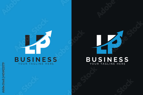 simple minimal letter lp arrow logo