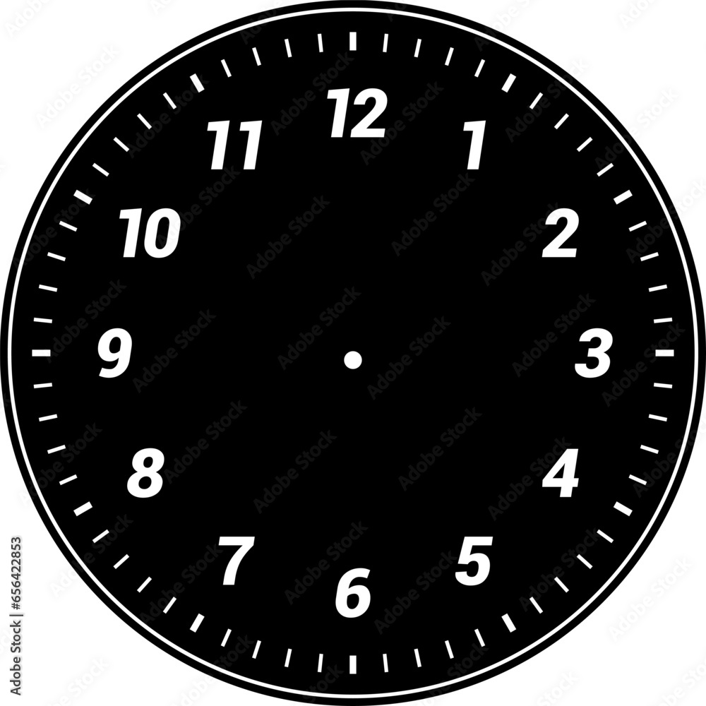 Mechanical clock faces with arabic numerals, bezel. Blank measuring circle scale. Timer or stopwatch. Vector illustration. Mechanical clock faces with arabic numerals, bezel. Blank measuring circle scale. Timer or stopwatch. Vector illustration.