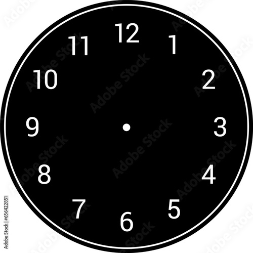Mechanical clock faces with arabic numerals, bezel. Blank measuring circle scale. Timer or stopwatch. Vector illustration.