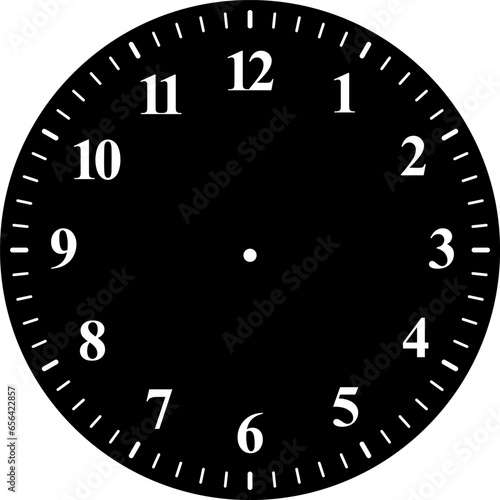 Mechanical clock faces with arabic numerals, bezel. Blank measuring circle scale. Timer or stopwatch. Vector illustration.