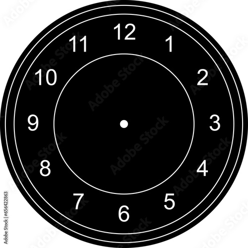 Mechanical clock faces with arabic numerals, bezel. Blank measuring circle scale. Timer or stopwatch. Vector illustration.