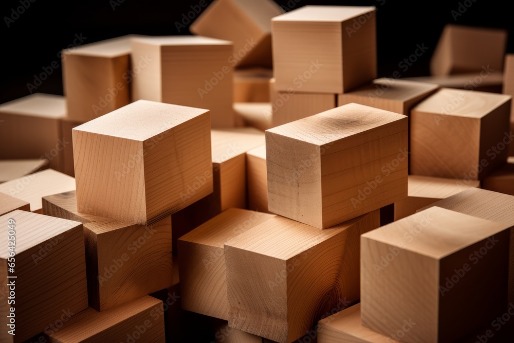 Wooden empty blocks and cubes