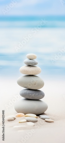 Zen Stones Standing On White Sand. Phone Wallpaper