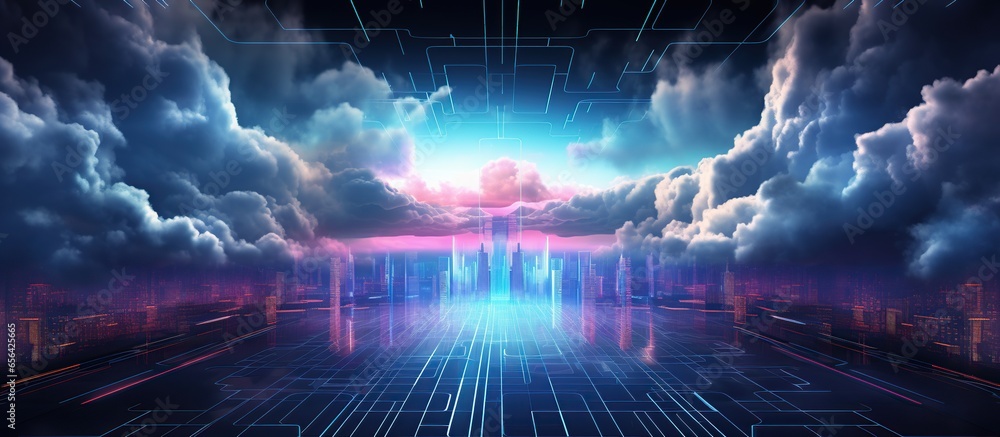 cyber security abstract background with cloud computing technology - obrazy, fototapety, plakaty 