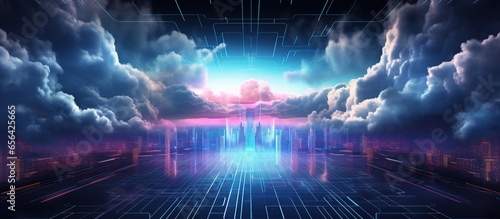 cyber security abstract background with cloud computing technology