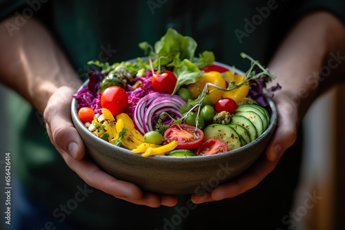 A plate of fresh and healthy vegetables salad
