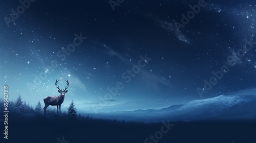A Snowy Winter Night Filled with Wonder: Reindeer, Starry Skies, and the Joy of Christmas in a Magical Silhouette © Aazish 