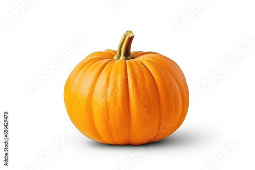 Fresh Ripe Pumpkin, Isolated On Pristine White Background