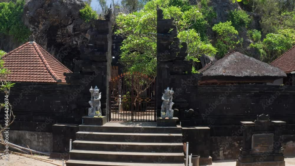 Bali temple with Traditional hindu gate Asia culture and religion Bali, Indonesia 4K Aerial view Bali temple with Traditional hindu gate Asia culture and religion Bali, Indonesia 4K Aerial view