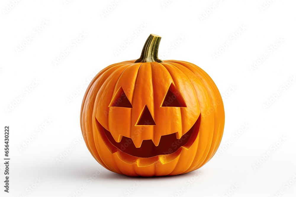 Halloween Pumpkin Against White Background, Capturing The Spooky Essence Of The Season Halloween Pumpkin Against White Background, Capturing The Spooky Essence Of The Season
