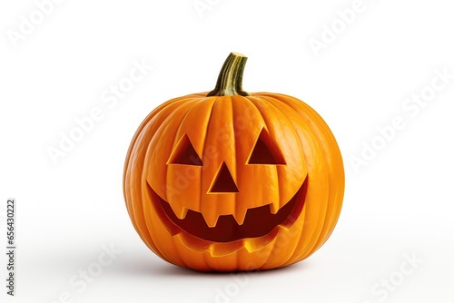 Halloween Pumpkin Against White Background, Capturing The Spooky Essence Of The Season