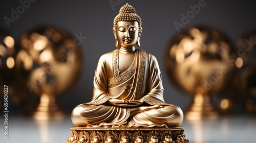 buddha golden statue minimalist background photo